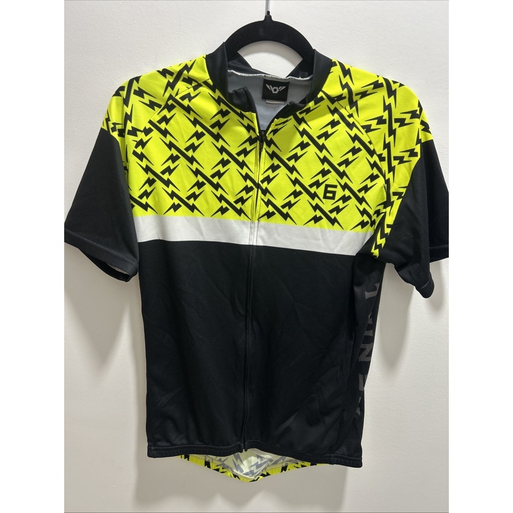 Twin Six‎ Cycling Jersey L Lightning Bolt Short Sleeve Full Zipper  Made In USA